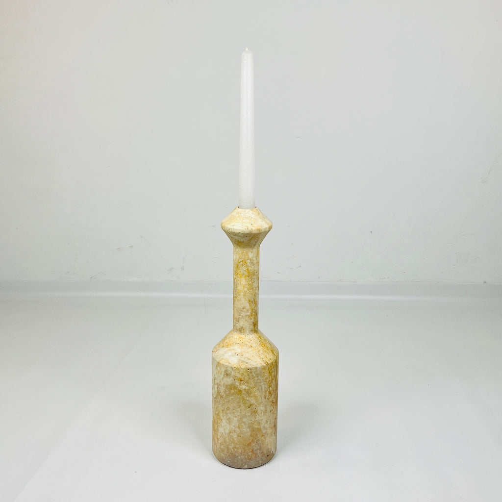 Long Bottled Travertine Candle Stand