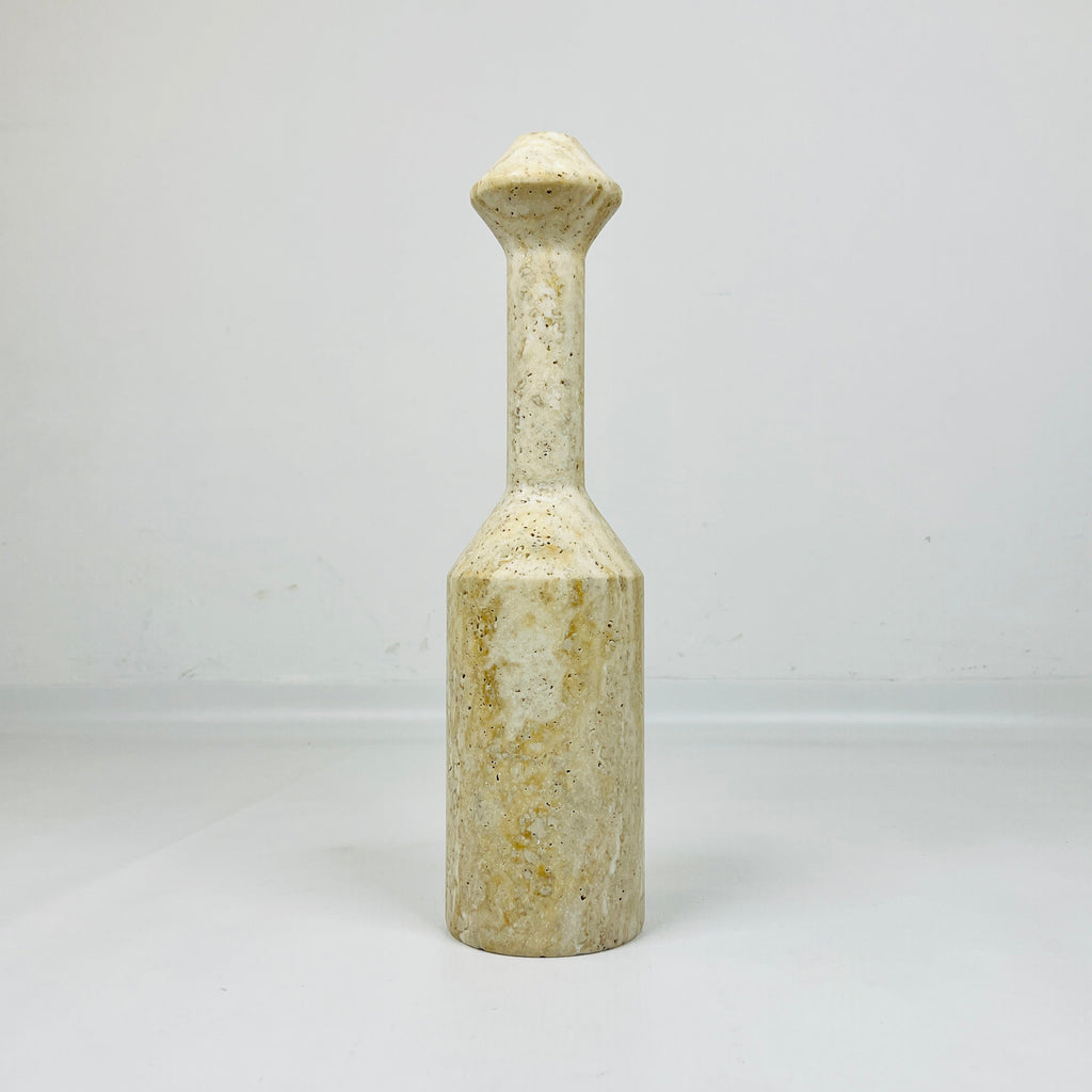 Long Bottled Travertine Candle Stand