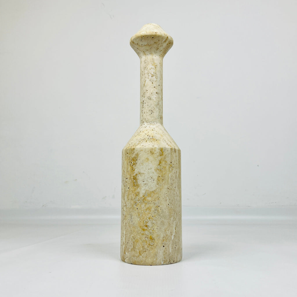 Long Bottled Travertine Candle Stand