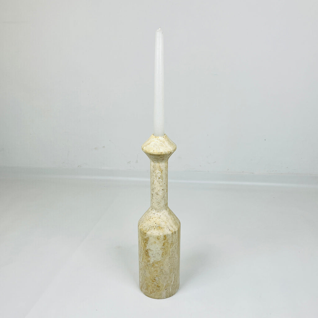 Long Bottled Travertine Candle Stand