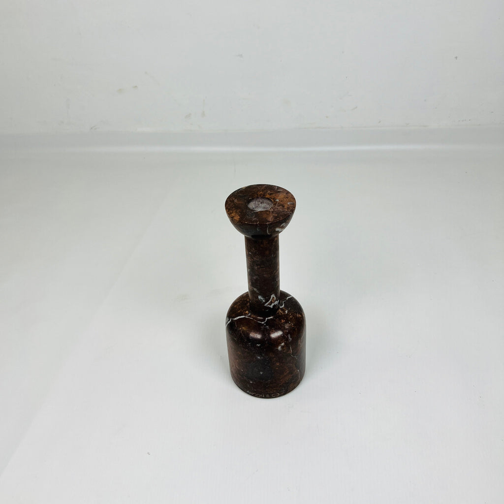 Long Bottle Bottom White Marked Marble Candle Stand