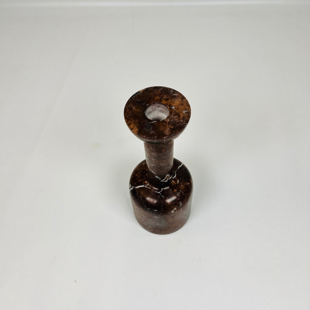 Long Bottle Bottom White Marked Marble Candle Stand