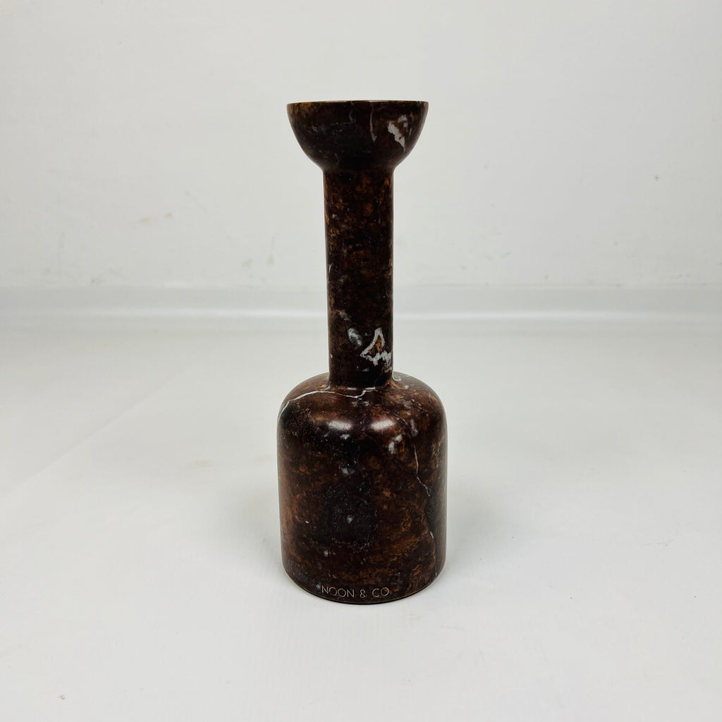 Long Bottle Bottom White Marked Marble Candle Stand