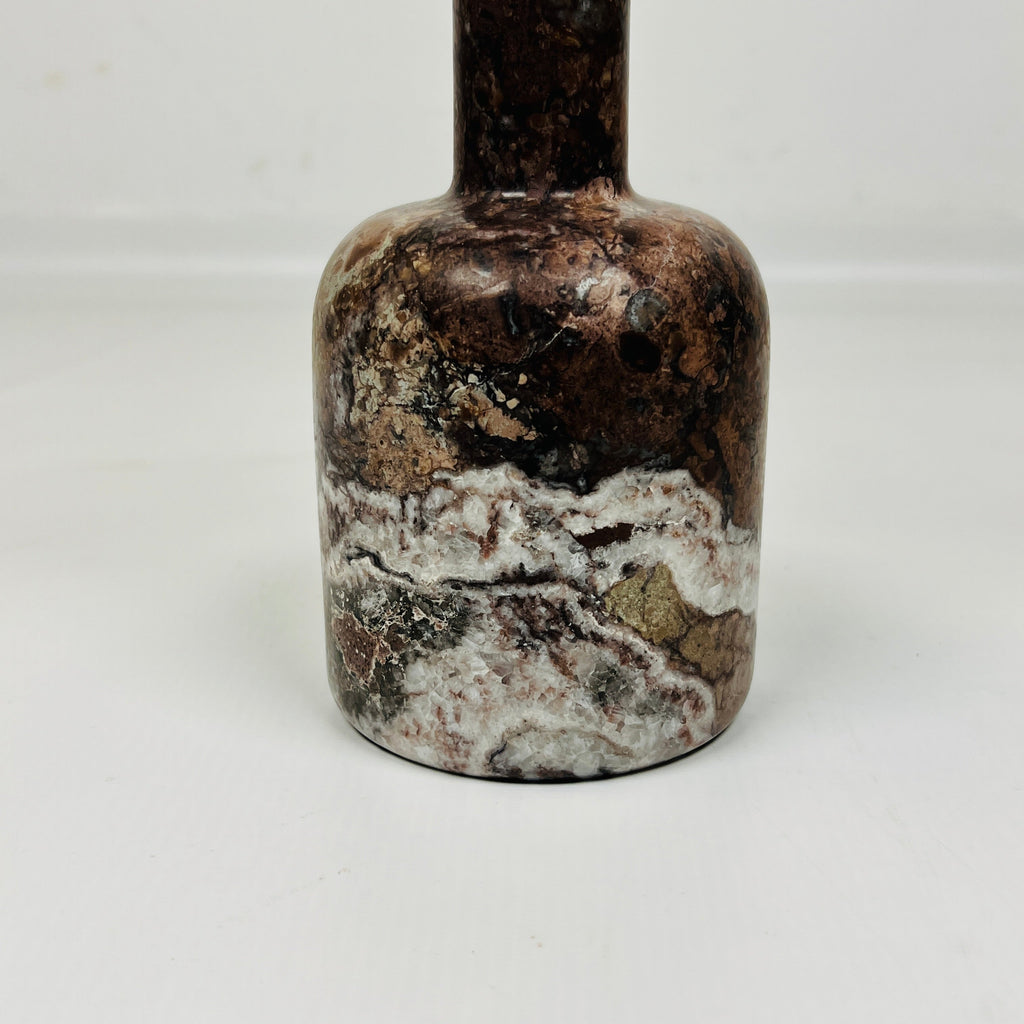 Long Bottle Bottom White Marked Marble Candle Stand