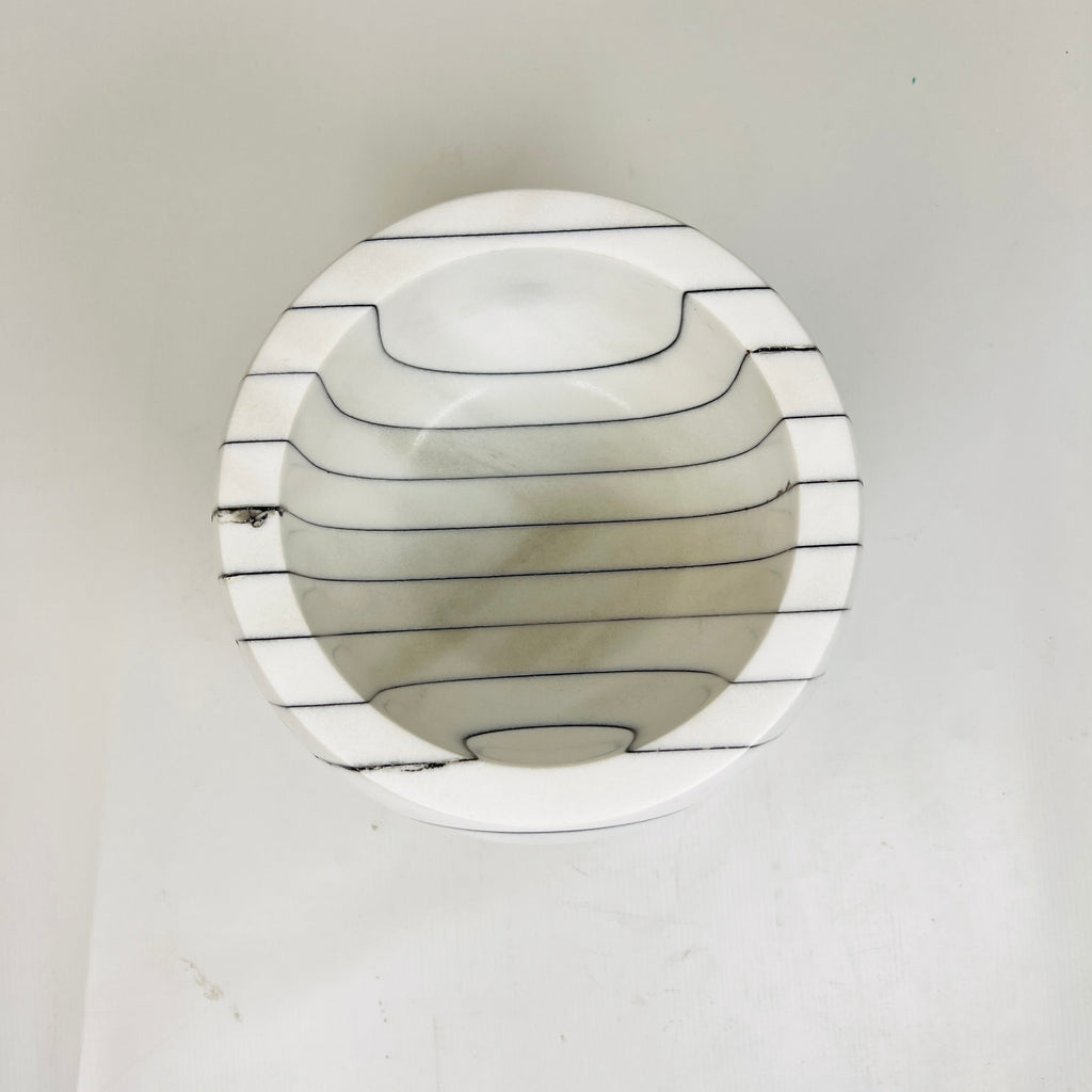 Cup Shaped Pinstriped Marble Bowl