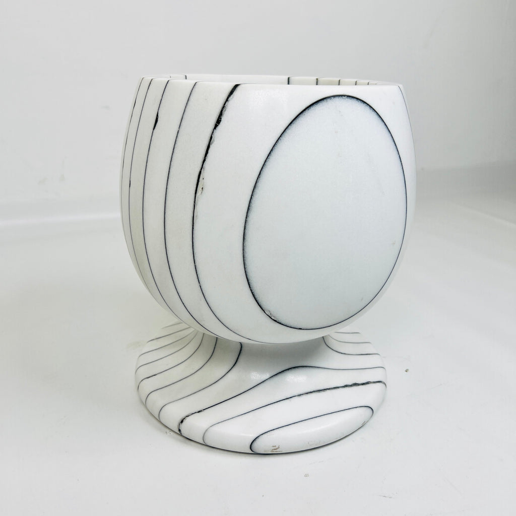 Cup Shaped Pinstriped Marble Bowl