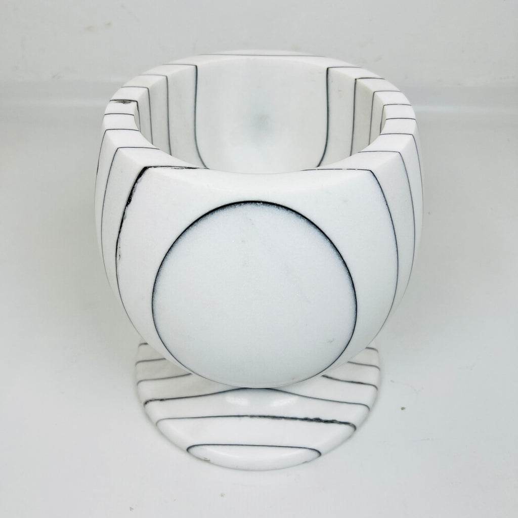 Cup Shaped Pinstriped Marble Bowl