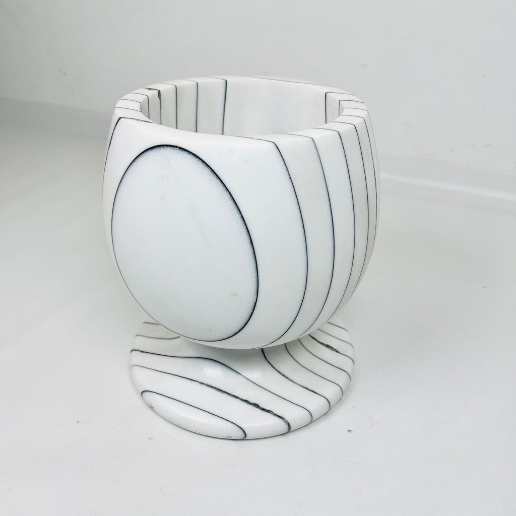 Cup Shaped Pinstriped Marble Bowl