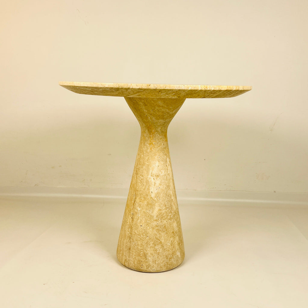 Minimalist Yellow Travertine Side Table