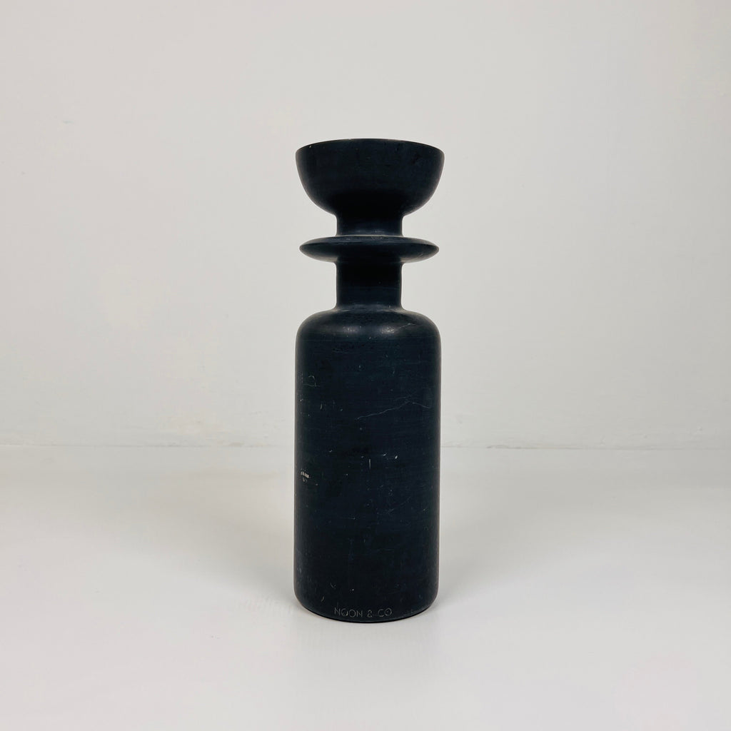 Ringed Bottle Black Marble Candle Stand