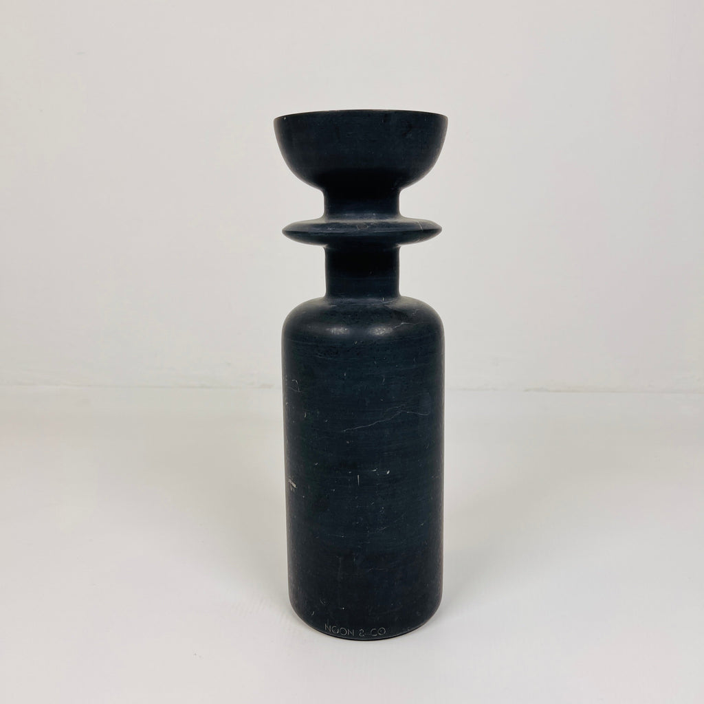 Ringed Bottle Black Marble Candle Stand