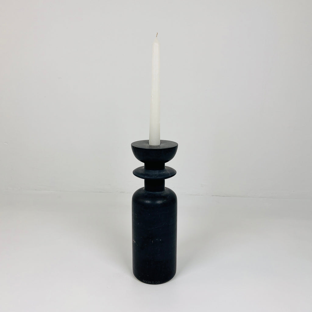 Ringed Bottle Black Marble Candle Stand