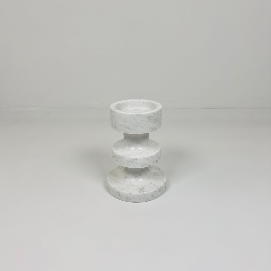 Stacked Disc Grey Marble Candle Stand (Small)