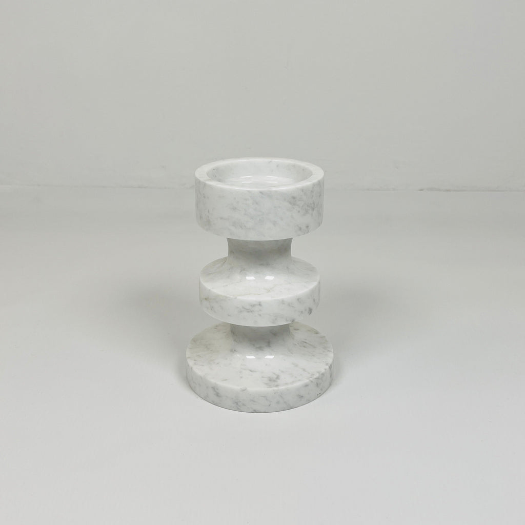 Stacked Disc Grey Marble Candle Stand (Small)