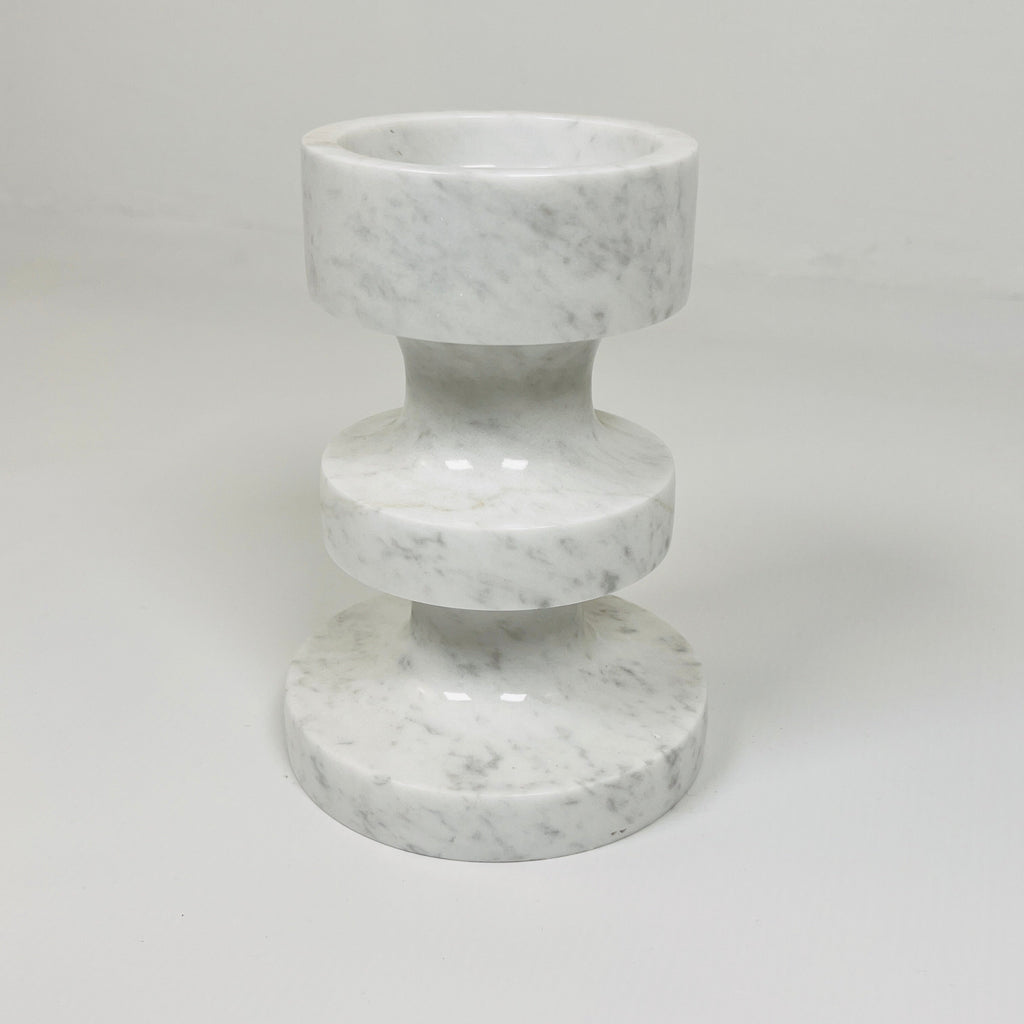 Stacked Disc Grey Marble Candle Stand (Small)