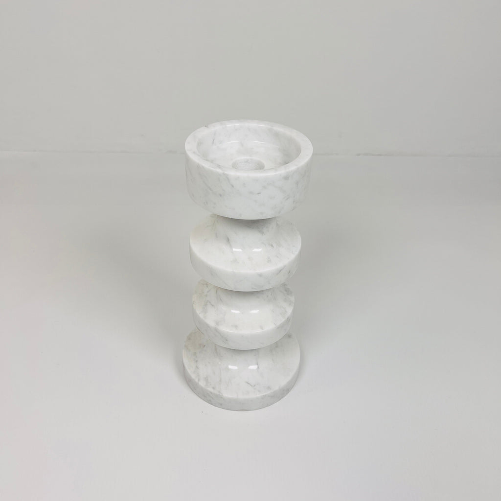 Stacked Disc Grey Marble Candle Stand (Medium)