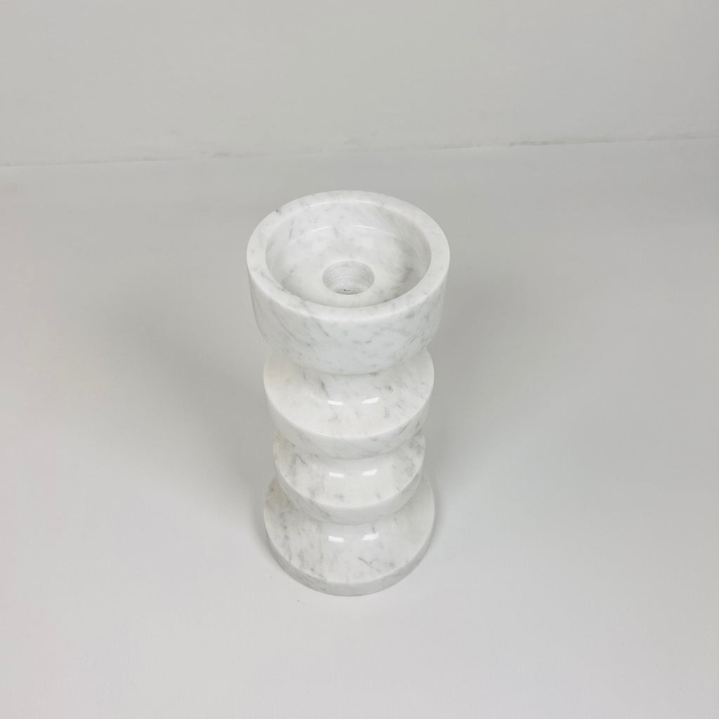 Stacked Disc Grey Marble Candle Stand (Medium)