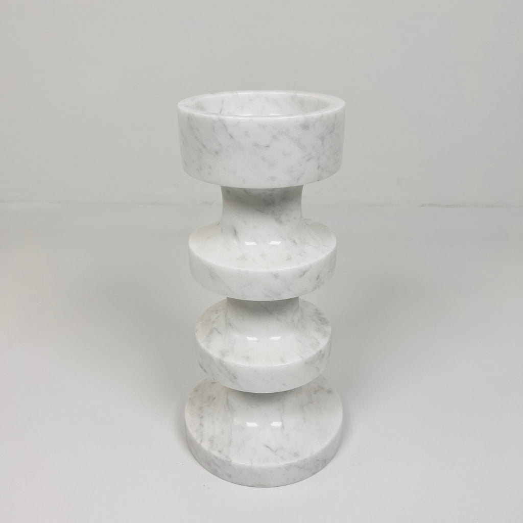 Stacked Disc Grey Marble Candle Stand (Medium)