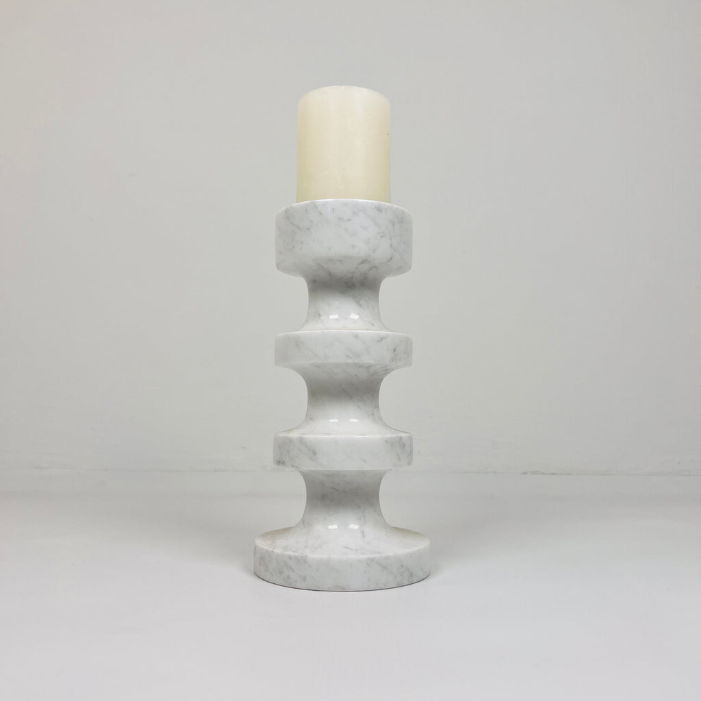 Stacked Disc Grey Marble Candle Stand (Medium)