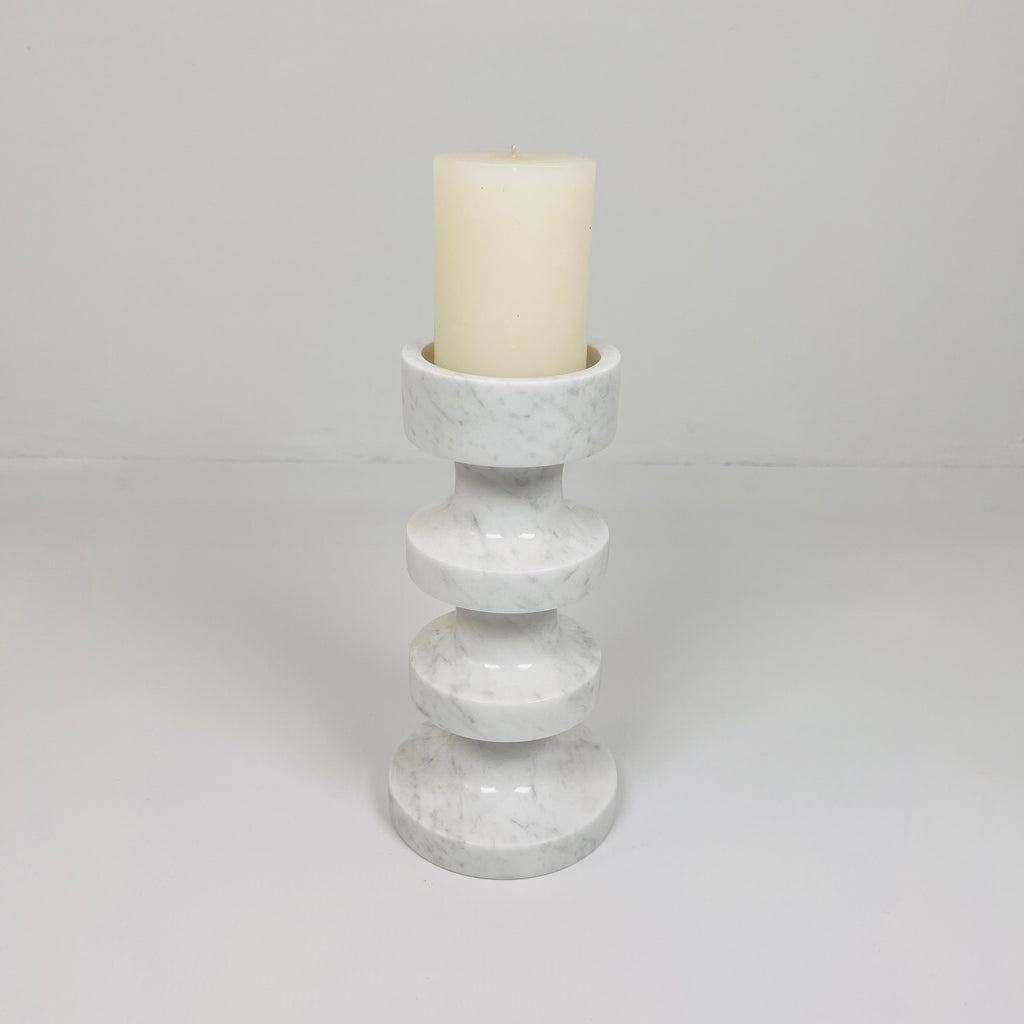 Stacked Disc Grey Marble Candle Stand (Medium)