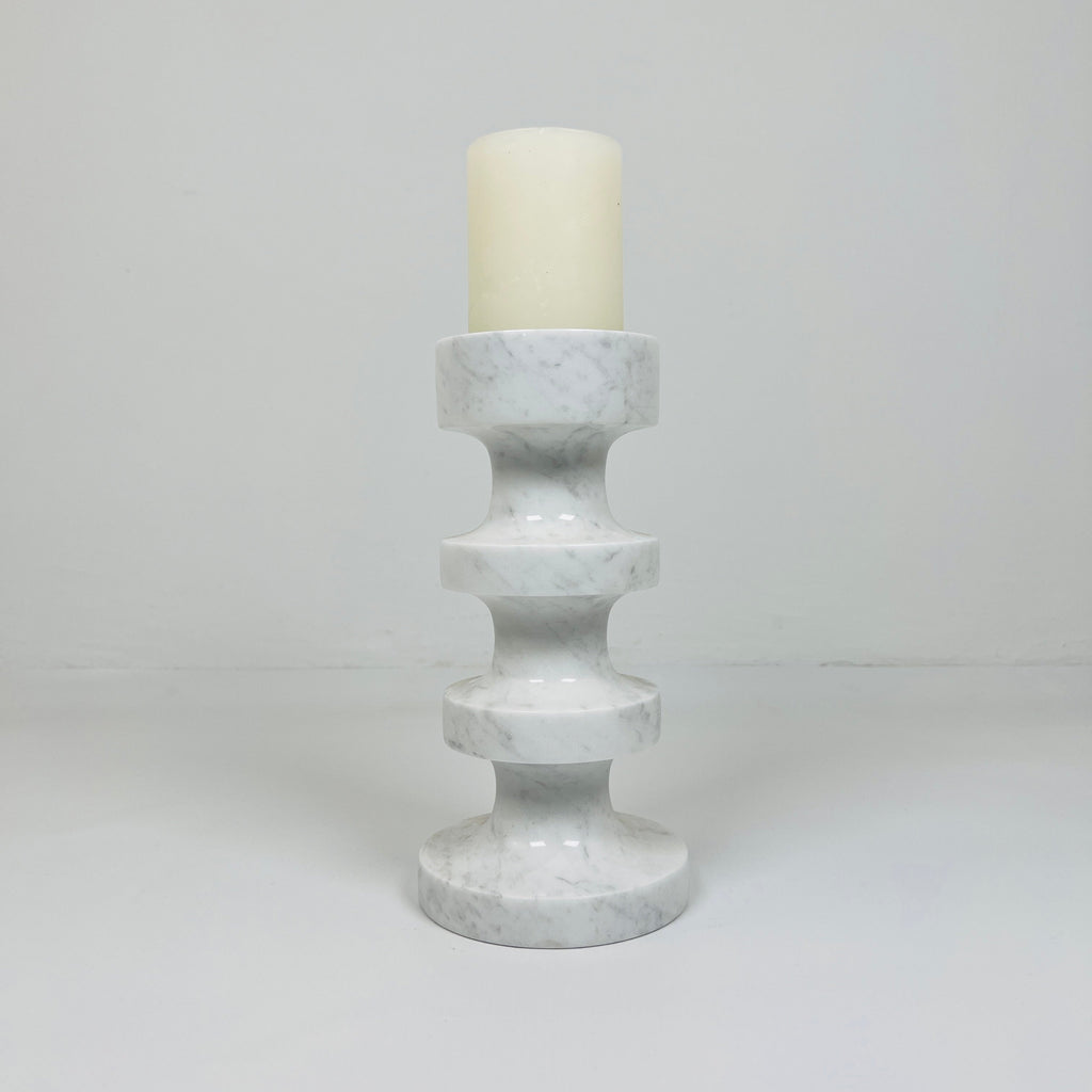 Stacked Disc Grey Marble Candle Stand (Medium)