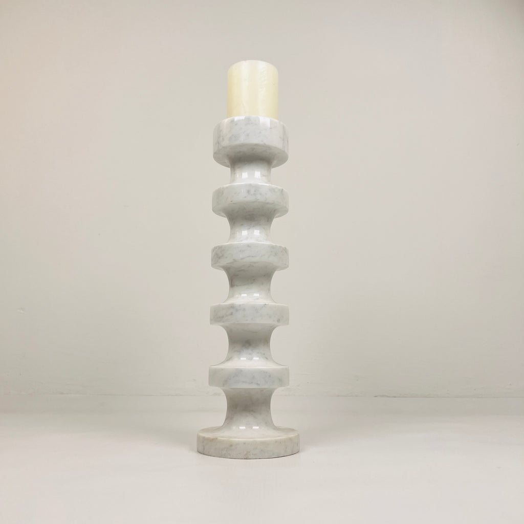 Stacked Disc Grey Marble Candle Stand (Extra Large)