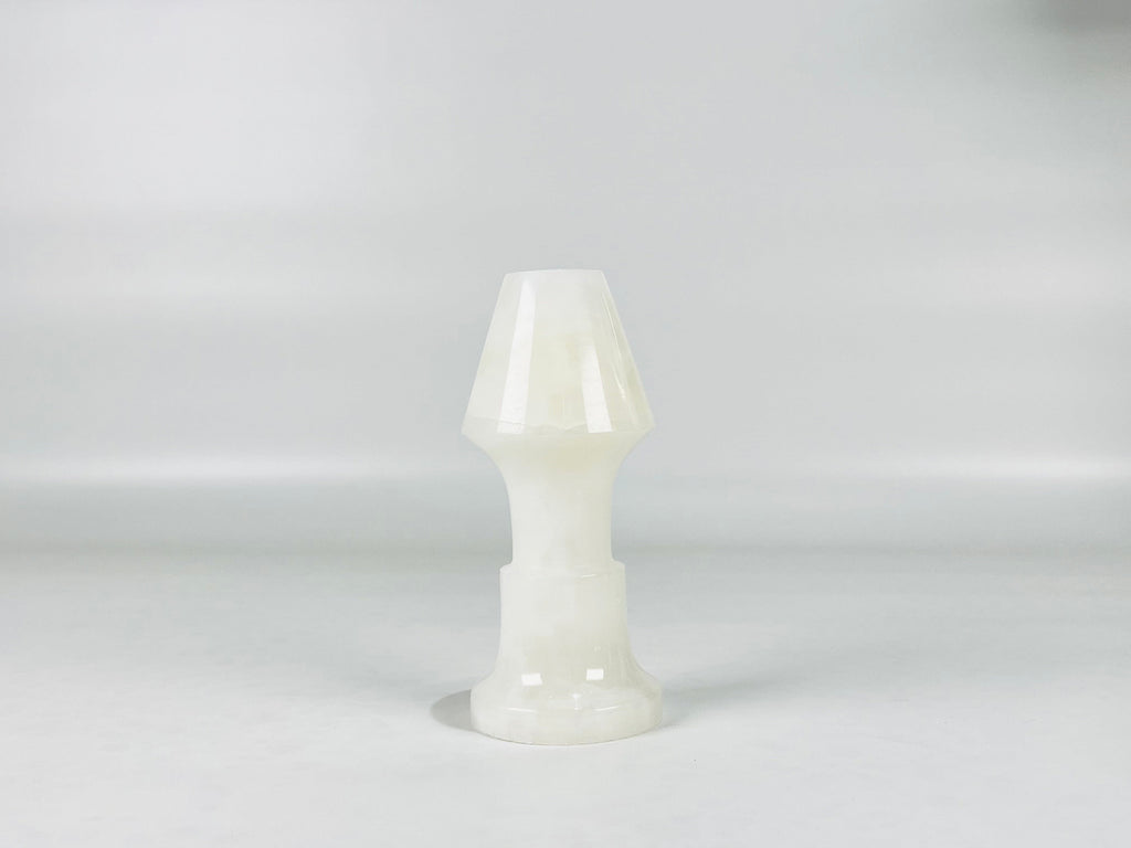 Cone Head White Onyx Marble Candle Stand