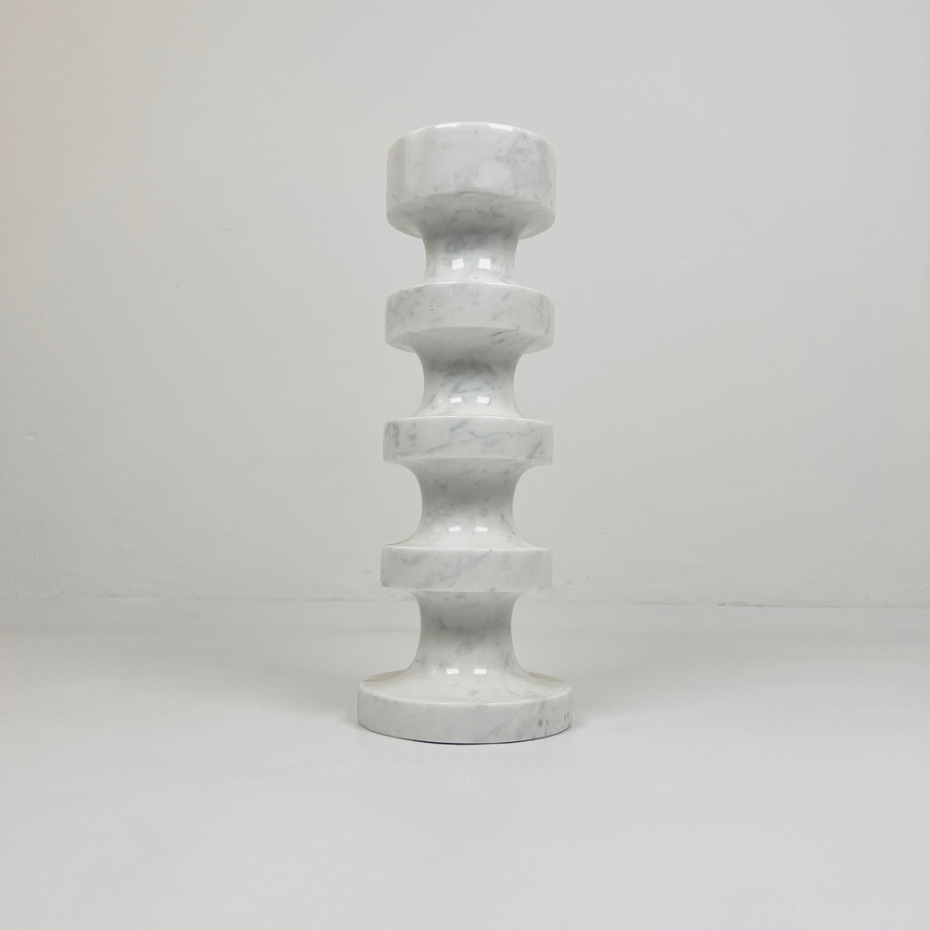 Stacked Disc Grey Marble Candle Stand (Large)