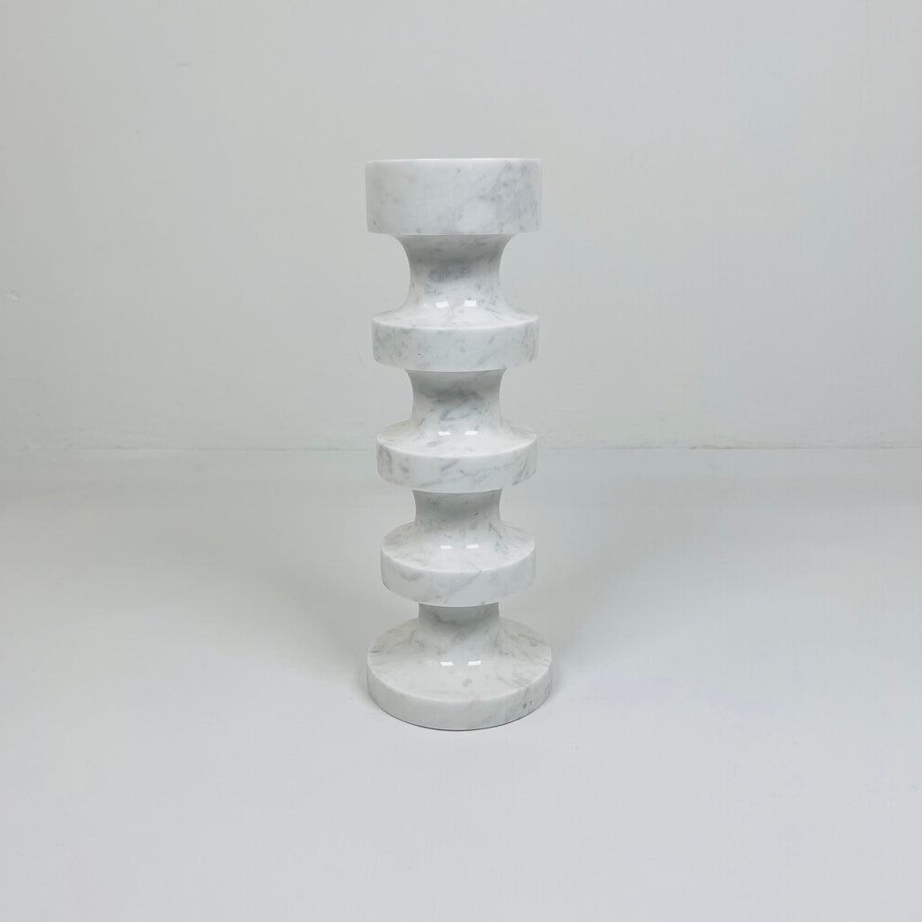 Stacked Disc Grey Marble Candle Stand (Large)