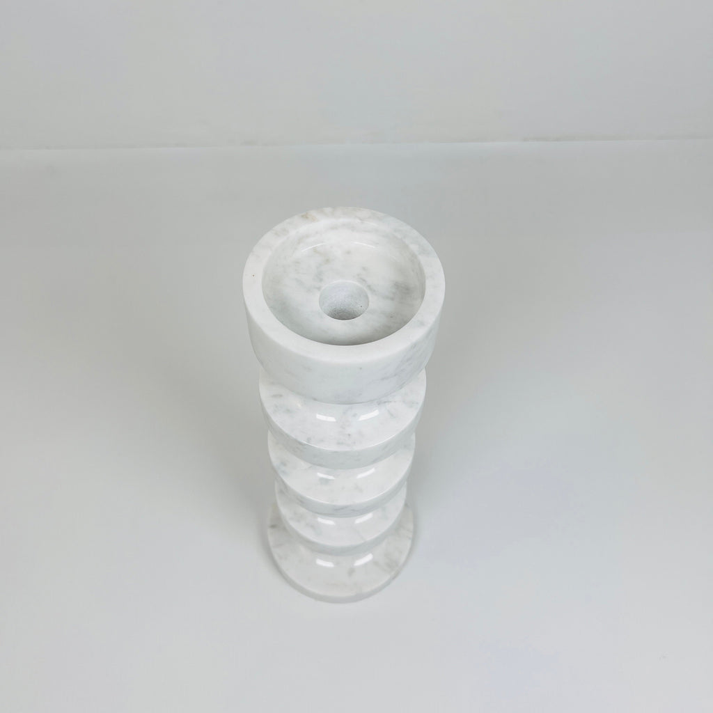 Stacked Disc Grey Marble Candle Stand (Large)