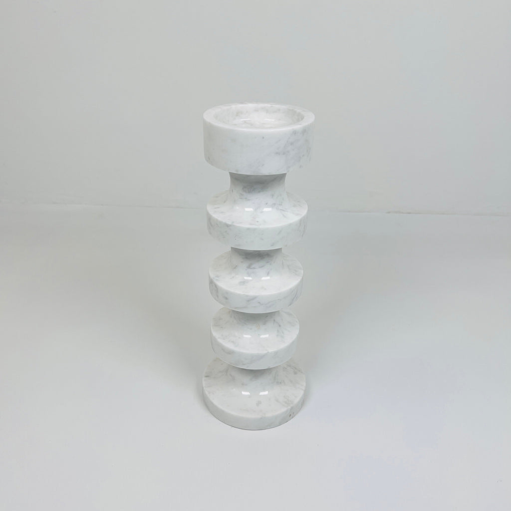 Stacked Disc Grey Marble Candle Stand (Large)