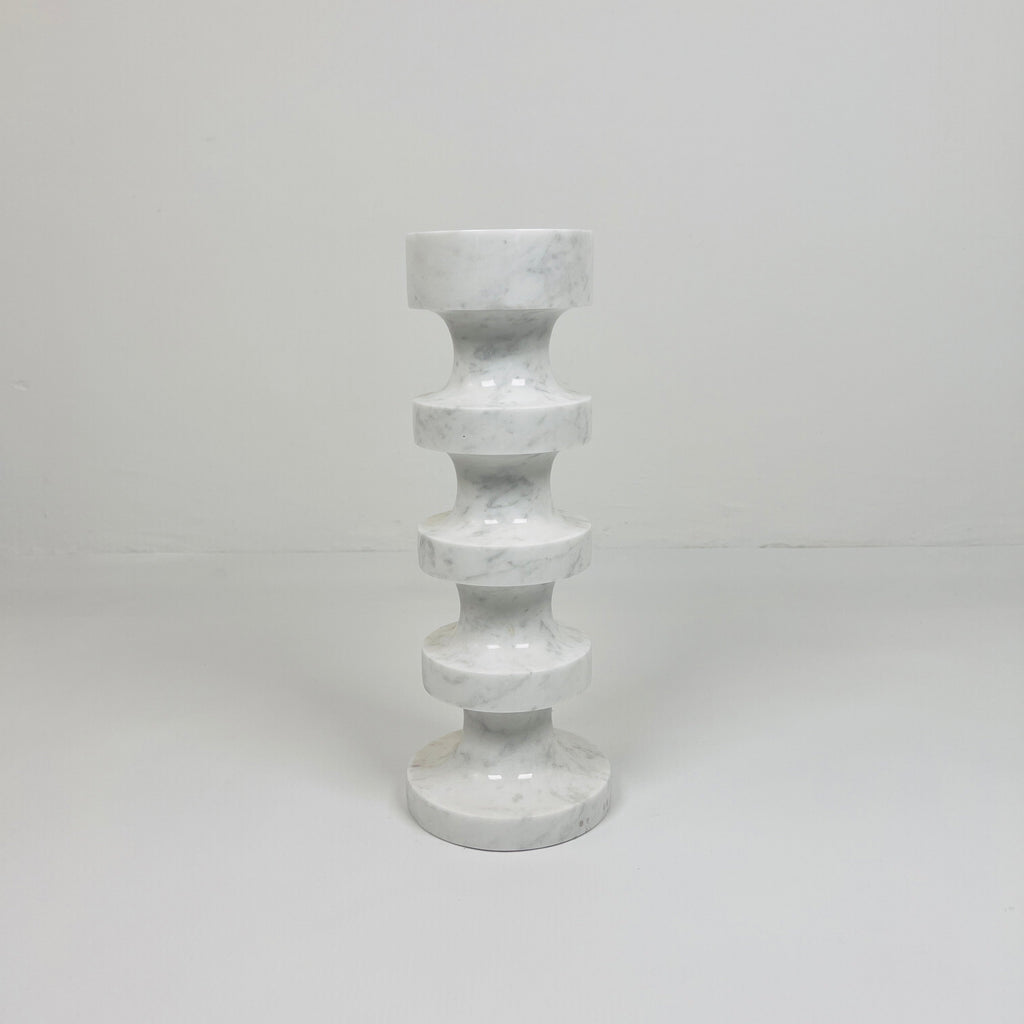 Stacked Disc Grey Marble Candle Stand (Large)