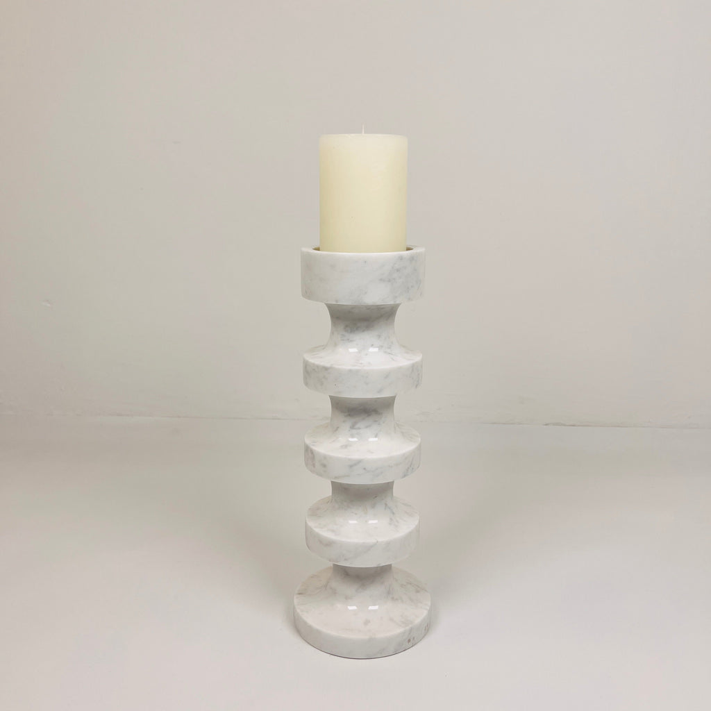 Stacked Disc Grey Marble Candle Stand (Large)