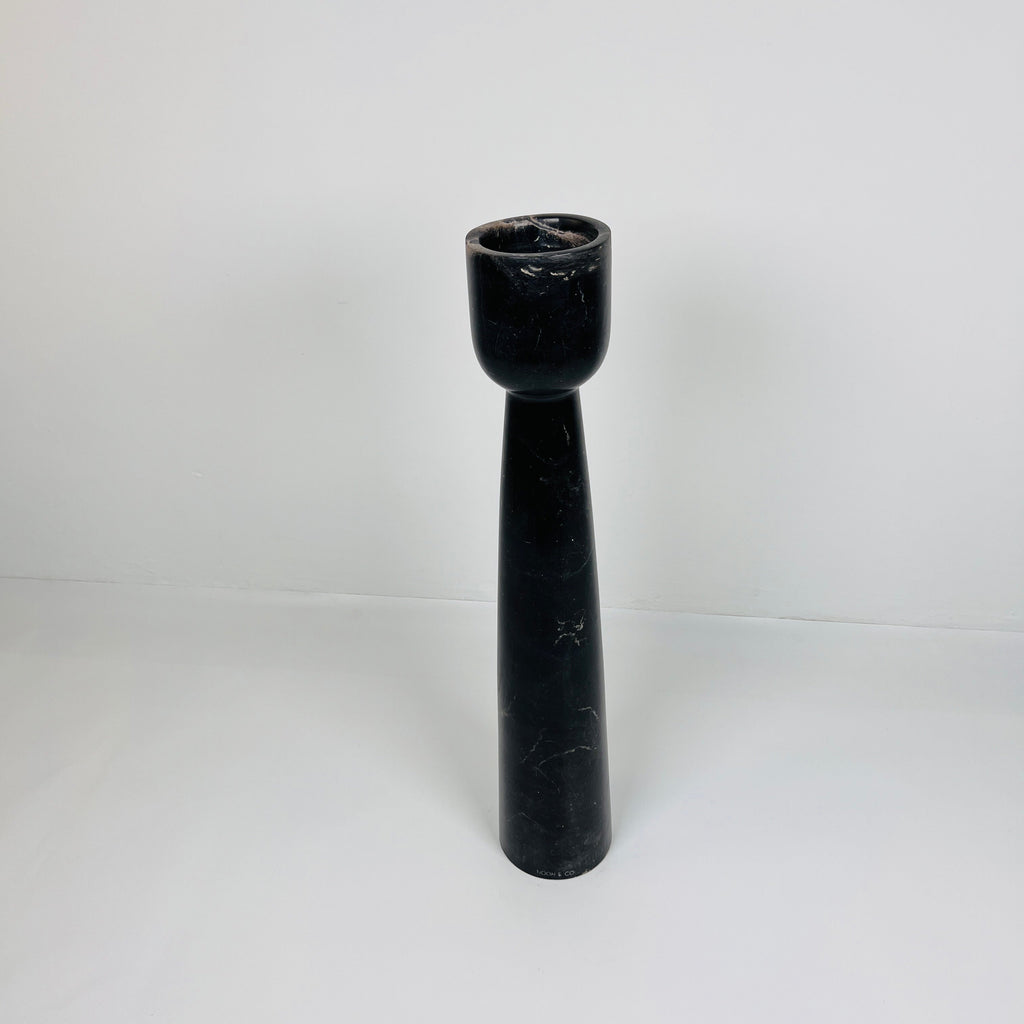 Cup Topped Black Marble Candle Stand (Large)