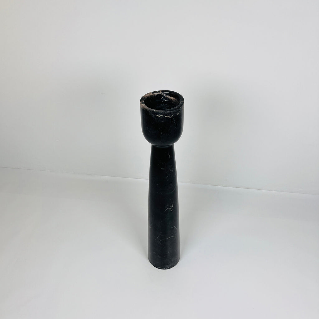 Cup Topped Black Marble Candle Stand (Large)