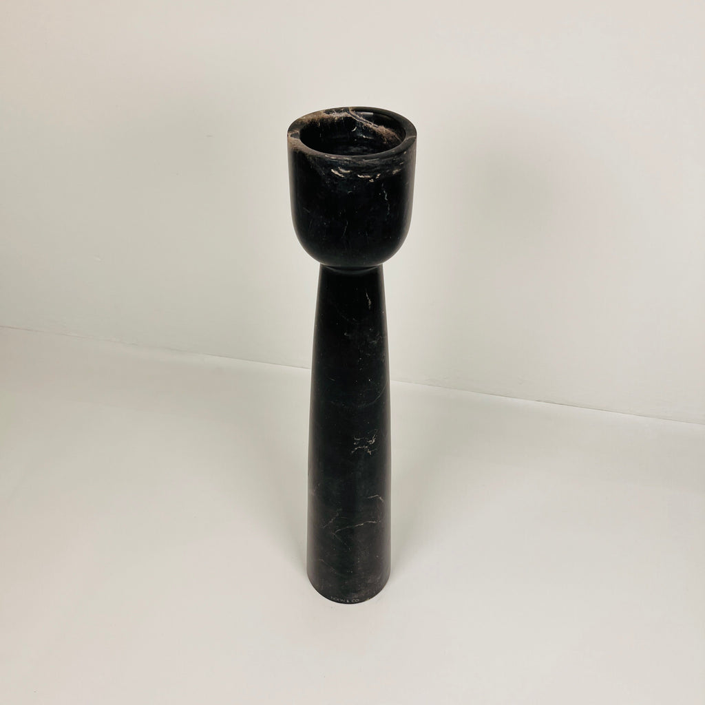 Cup Topped Black Marble Candle Stand (Large)