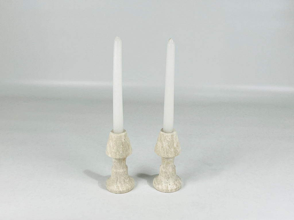 Cone Head Travertine Marble Candle Stand