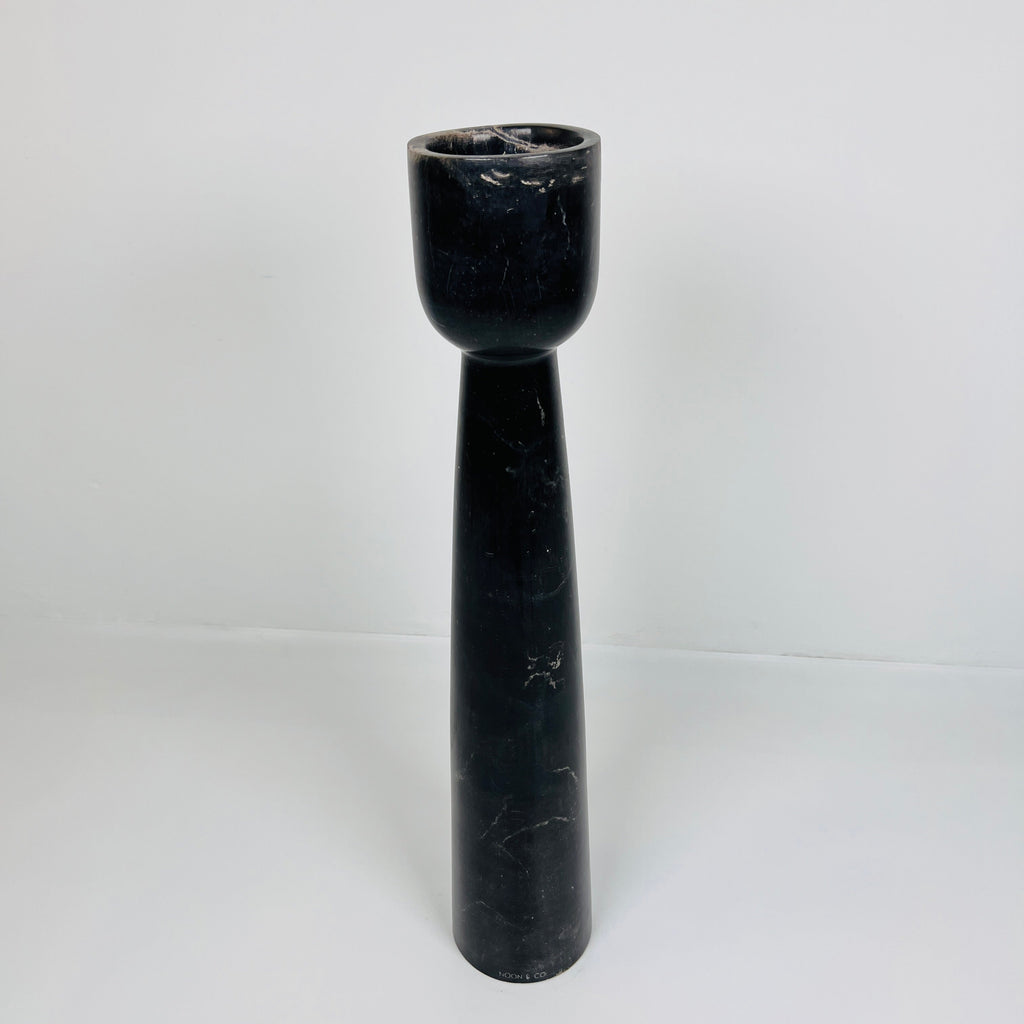 Cup Topped Black Marble Candle Stand (Large)