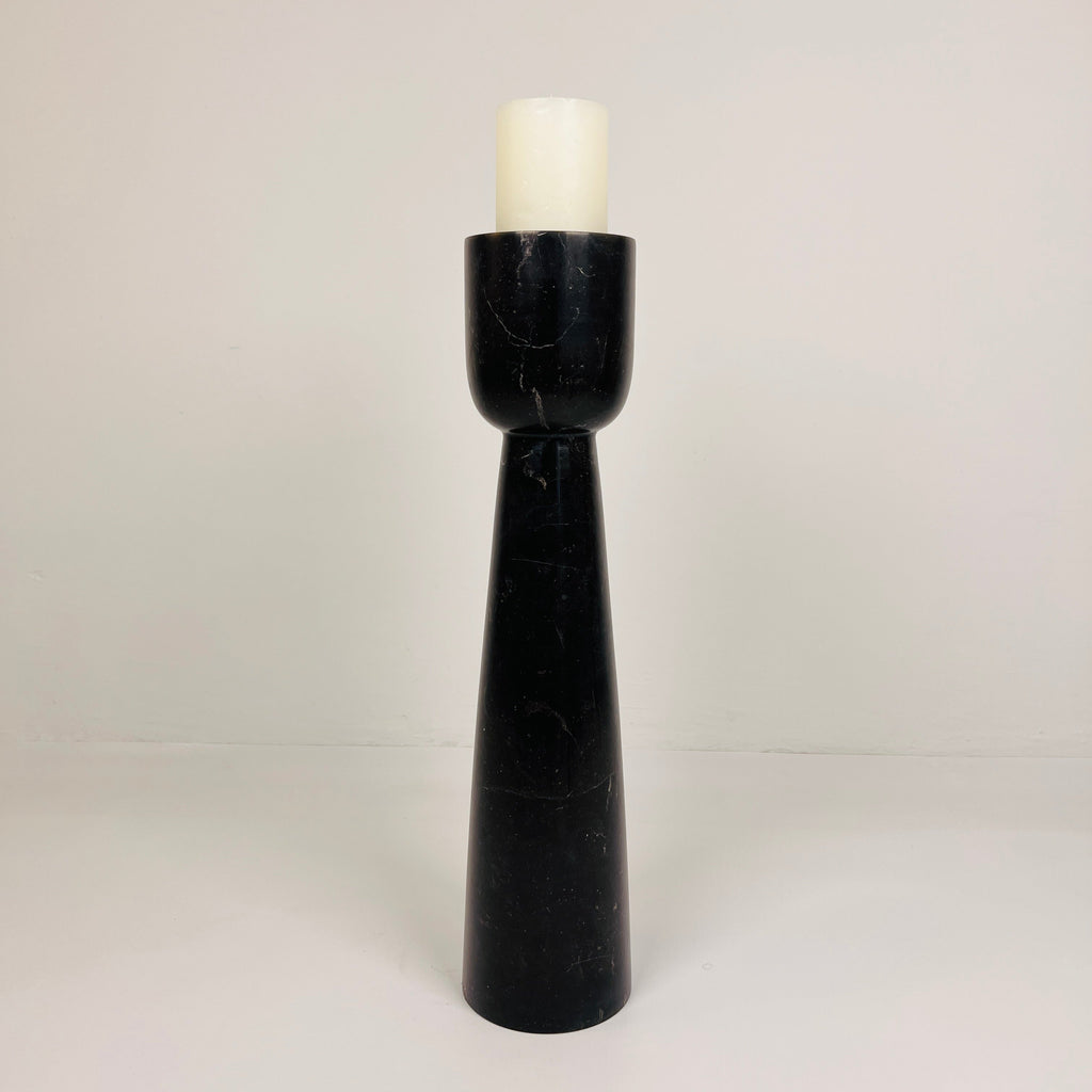 Cup Topped Black Marble Candle Stand (Medium)