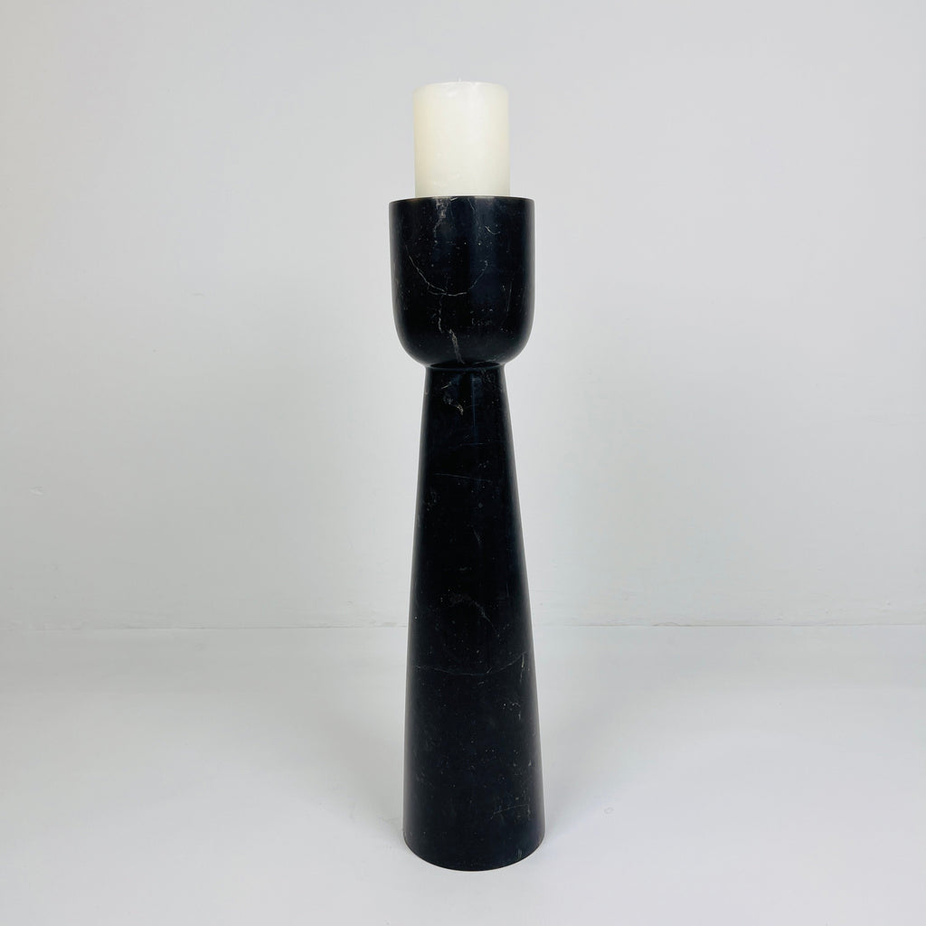 Cup Topped Black Marble Candle Stand (Medium)