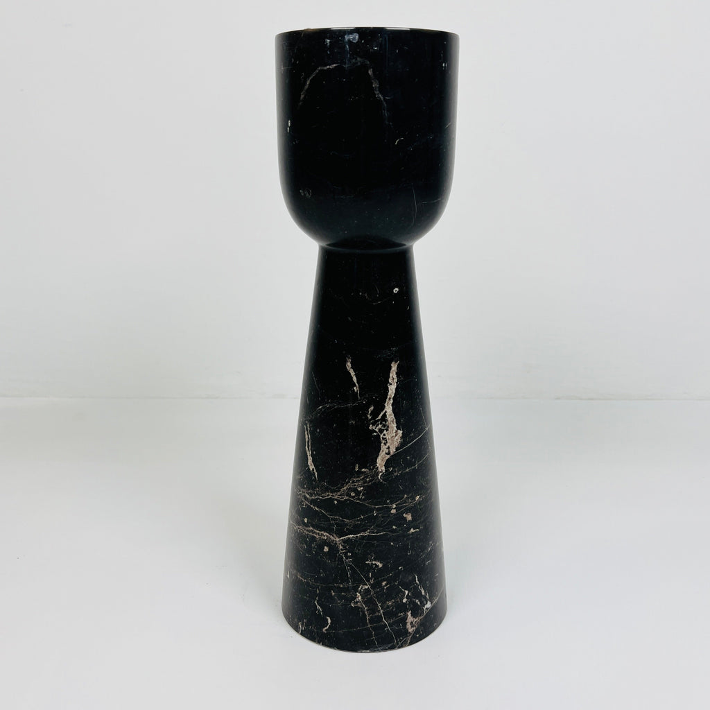 Cup Topped Black Marble Candle Stand (Small)