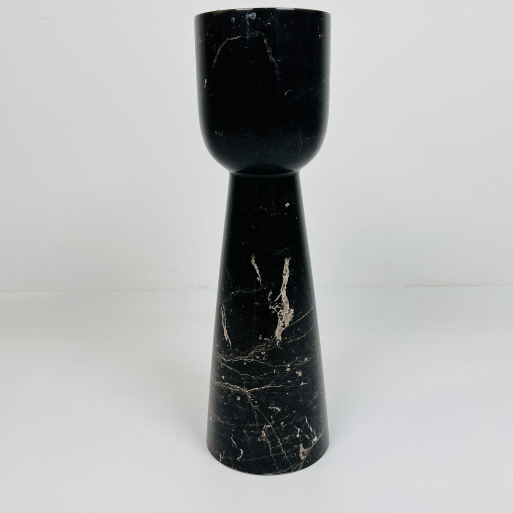 Cup Topped Black Marble Candle Stand (Small)