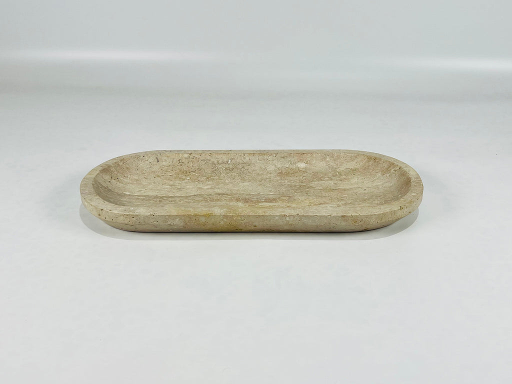 Travertine Oval Light Brown Tray