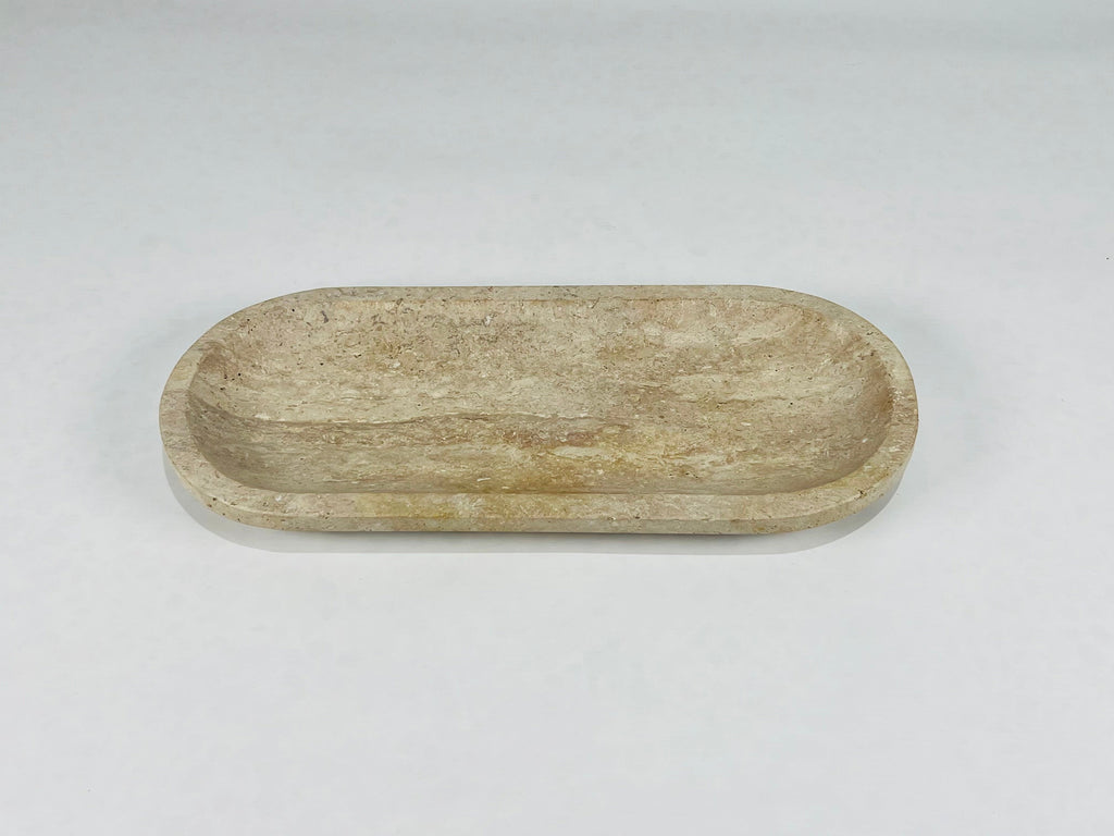 Travertine Oval Light Brown Tray