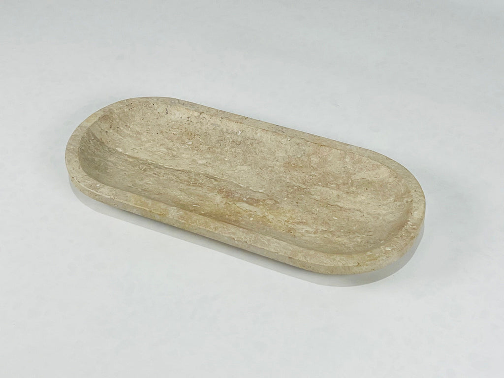 Travertine Oval Light Brown Tray