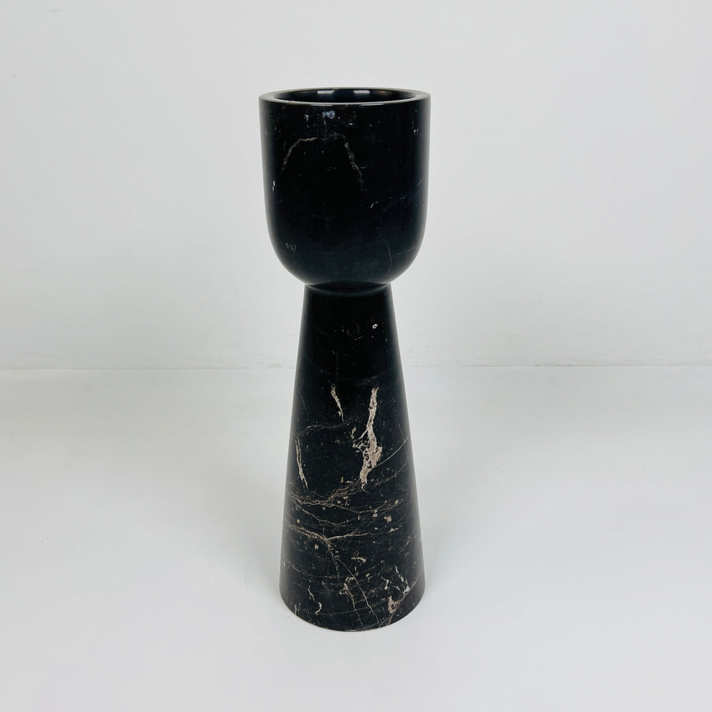 Cup Topped Black Marble Candle Stand (Small)