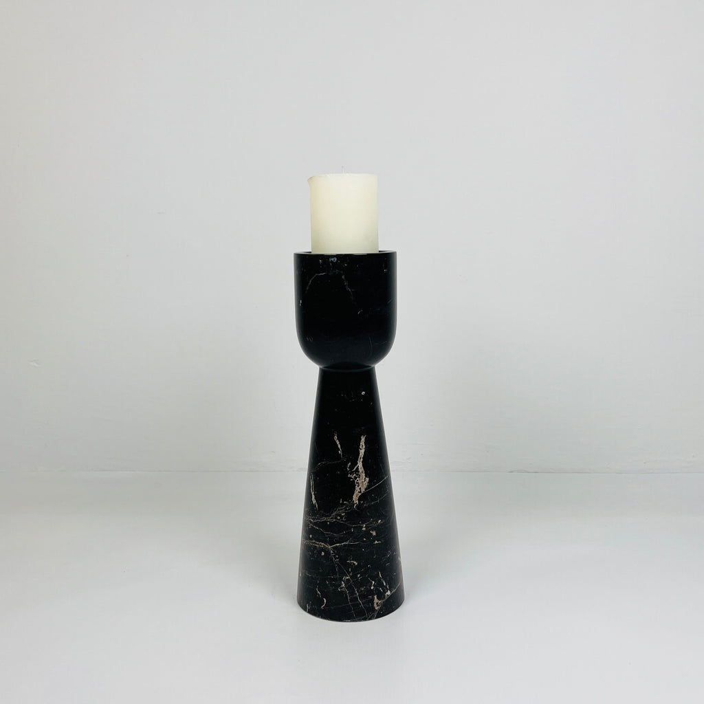 Cup Topped Black Marble Candle Stand (Small)