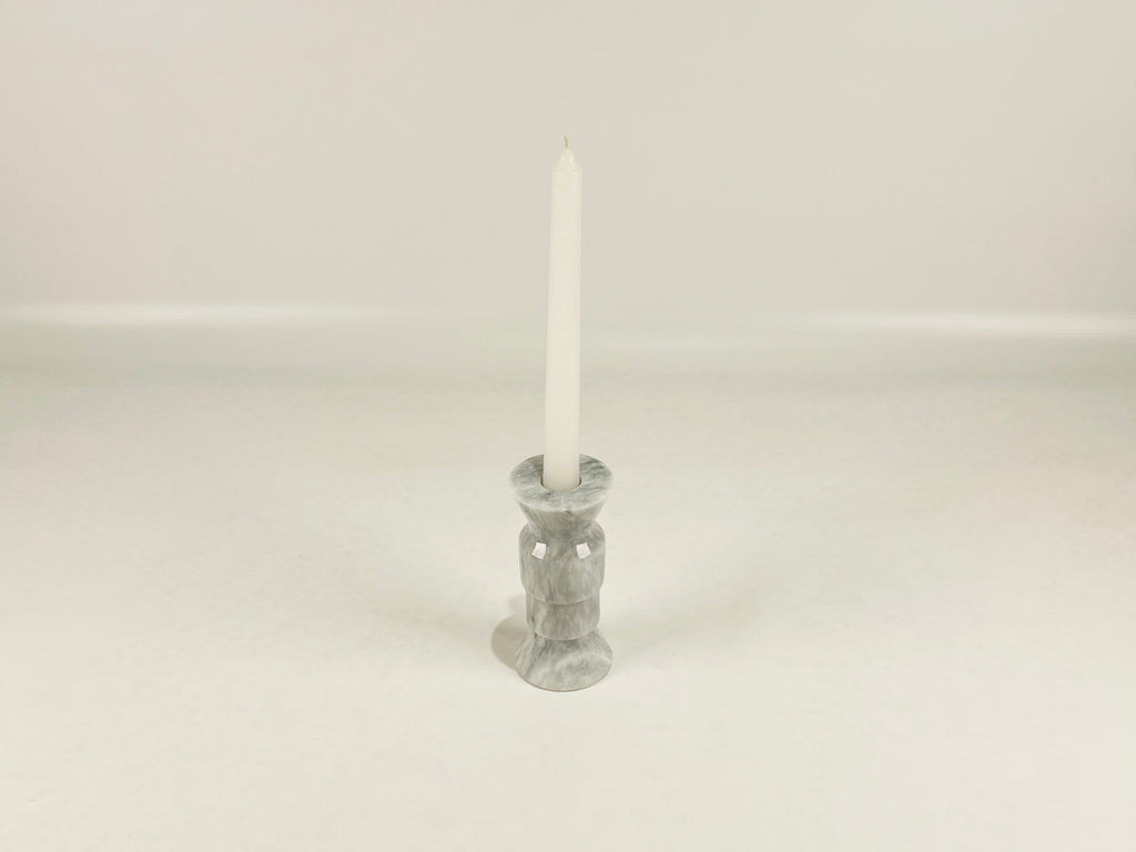 Pawn Grey Streaked Marble Candle Stand