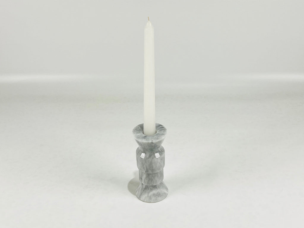 Pawn Grey Streaked Marble Candle Stand