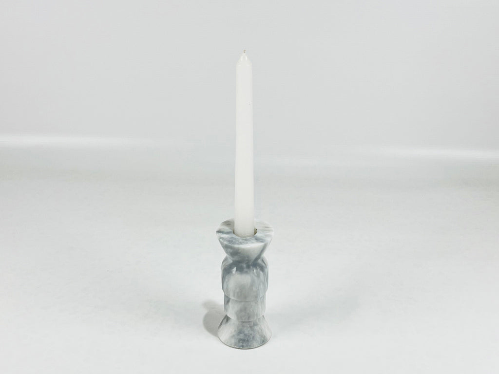 Pawn Grey Blotched Marble Candle Stand